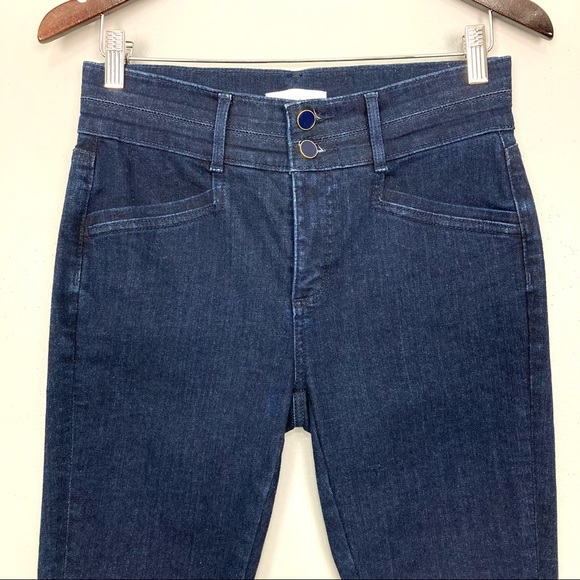 LOFT Ankle Zip Skinny Jeans Women’s Size 28 Mid Rise Dark Wash Gold Hardware - Picture 5 of 12